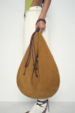 ZARA Malas^MALA DE OMBRO CROUTE ALÇA CORDÃO Torrado-escuro
