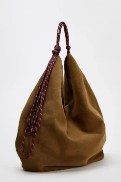 ZARA Malas^MALA DE OMBRO CROUTE ALÇA CORDÃO Torrado-escuro
