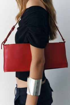 ZARA Malas^MALA DE OMBRO EM PELE Vermelho