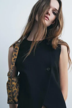 ZARA Malas^MALA DE OMBRO EM PELE COM ESTAMPADO ANIMAL Leopardo