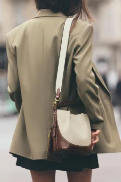 ZARA Malas^MALA SHOULDER BAG COM PESPONTO Torrado-escuro
