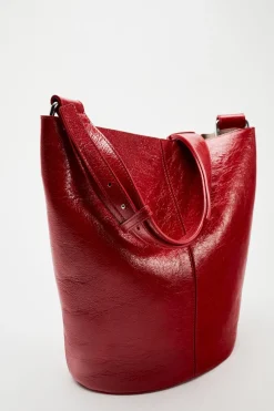 ZARA Malas^MALA SHOULDER BAG EM PELE Vermelho