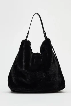 ZARA Winter Layersnew|Malas^MALA TIPO SACO COM EFEITO DE PELO Preto