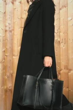 ZARA Malas^MALA TOTE BAG COM PESPONTO Preto