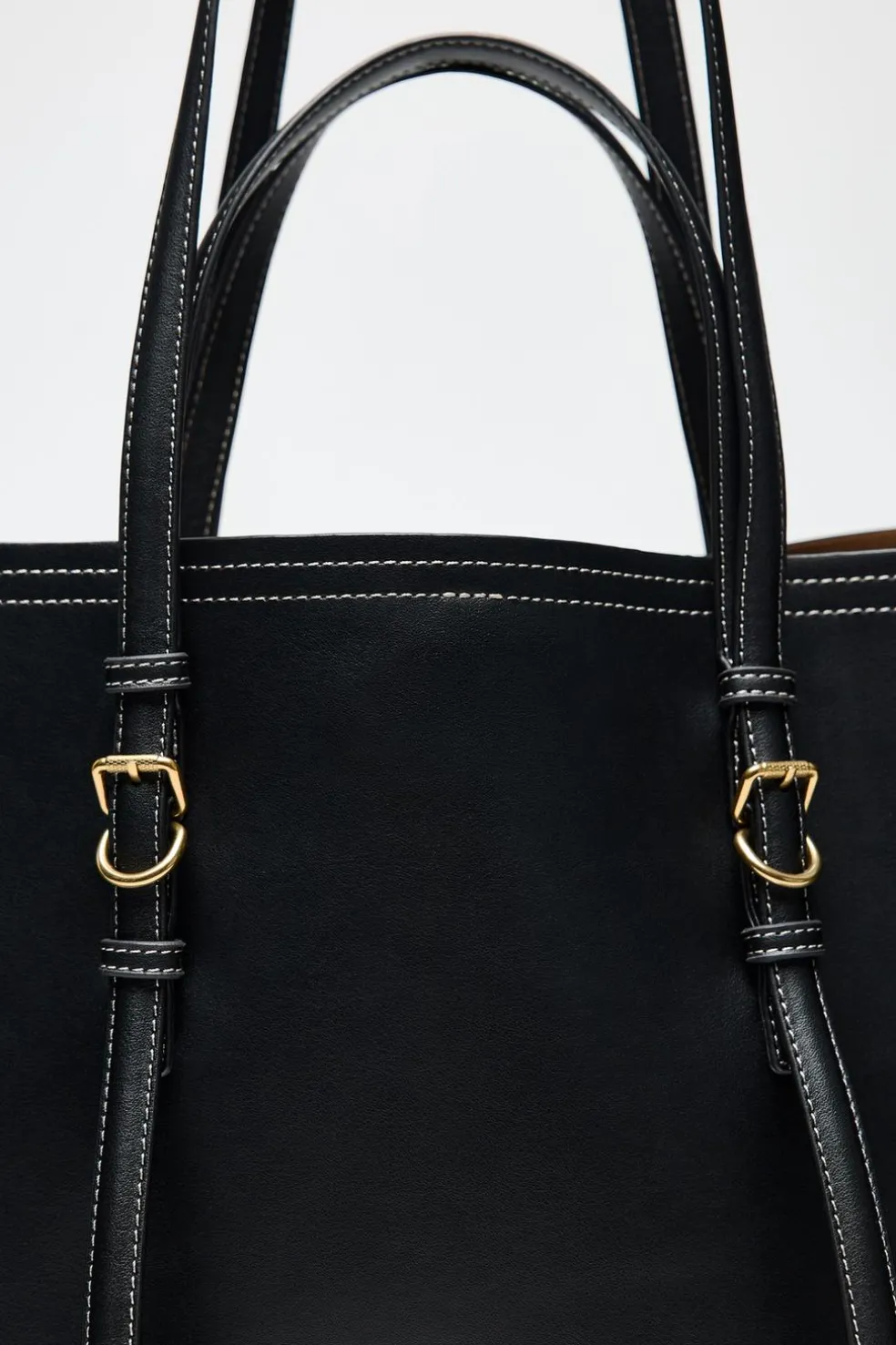 ZARA Malas^MALA TOTE BAG COM PESPONTO Preto