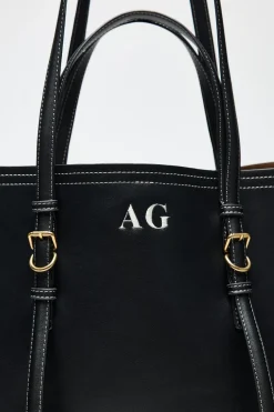 ZARA Malas^MALA TOTE BAG COM PESPONTO Preto