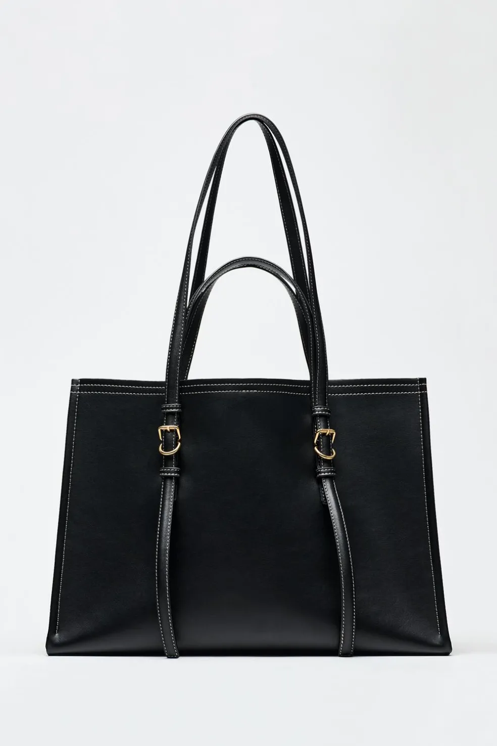 ZARA Malas^MALA TOTE BAG COM PESPONTO Preto