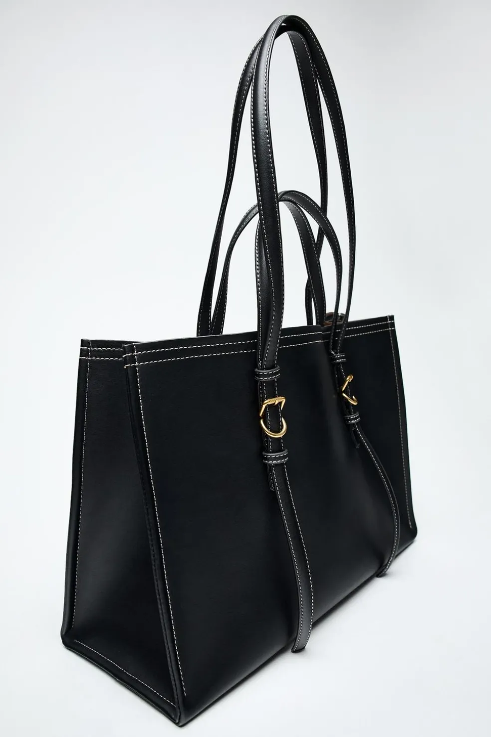 ZARA Malas^MALA TOTE BAG COM PESPONTO Preto