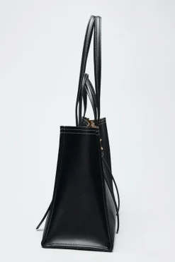ZARA Malas^MALA TOTE BAG COM PESPONTO Preto