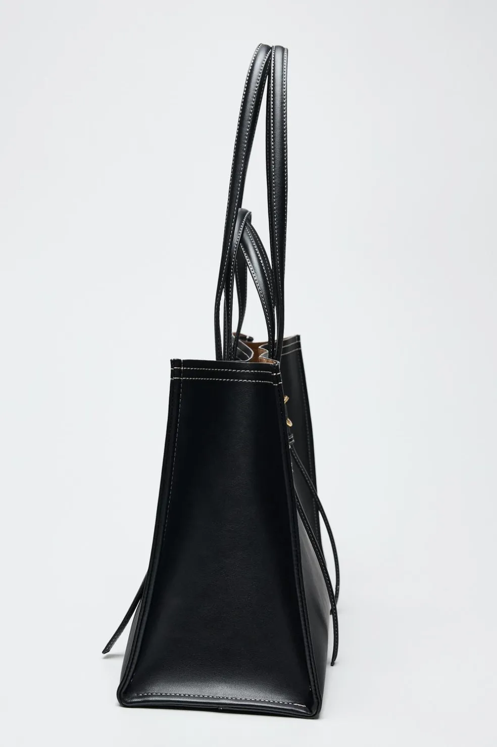 ZARA Malas^MALA TOTE BAG COM PESPONTO Preto