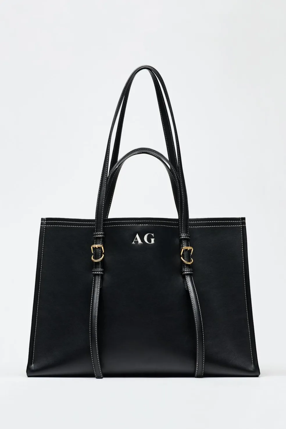 ZARA Malas^MALA TOTE BAG COM PESPONTO Preto