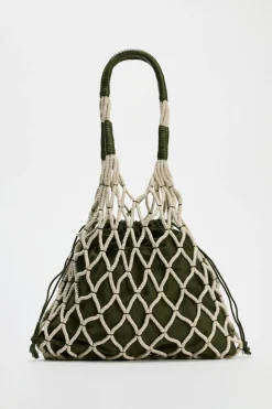 ZARA Malas^MALA TOTE BAG REDE Verde