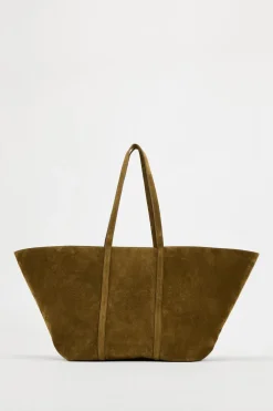 ZARA Malas^MAXI SHOPPER CROUTE Castanho