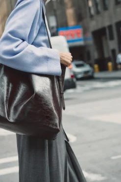 ZARA Malas^MAXI SHOULDER BAG Castanho-chocolate