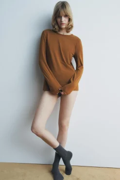 ZARA Acessórios / Bijuteria|Lingerie^MEIAS DE LÃ Cinzento-antracito