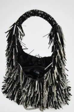 ZARA Malas^MINI SHOULDER BAG APLICAÇÕES METÁLICAS Preto