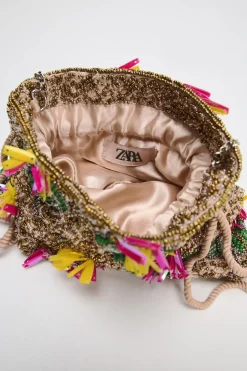 ZARA Malas^MINI SHOULDER BAG COM BEADING Multicolor