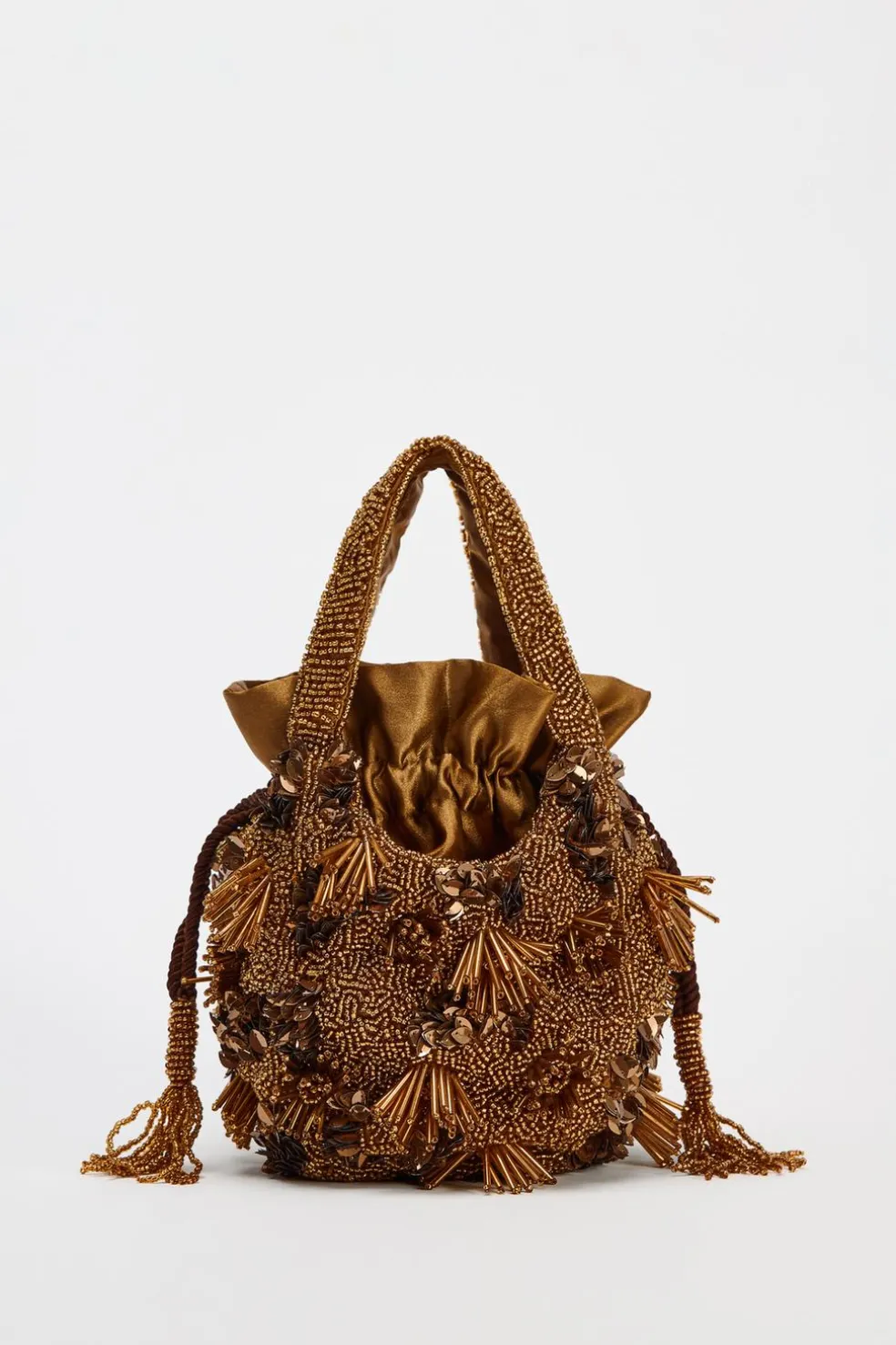 ZARA Malas^MINI SHOULDER BAG COM BEADING Castanho