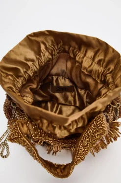 ZARA Malas^MINI SHOULDER BAG COM BEADING Castanho