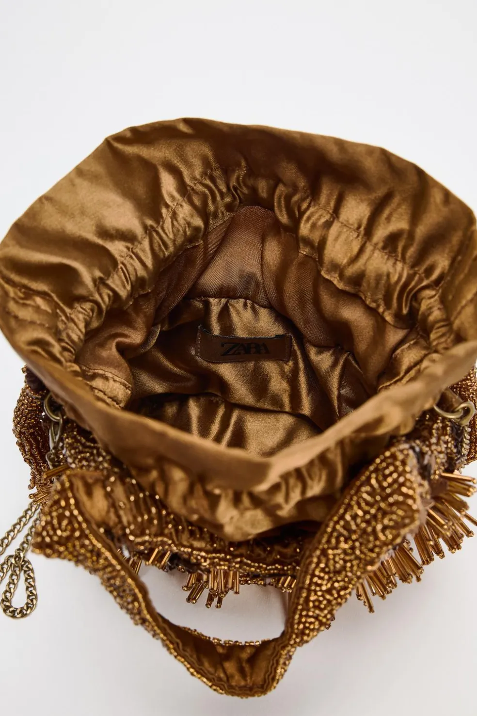ZARA Malas^MINI SHOULDER BAG COM BEADING Castanho