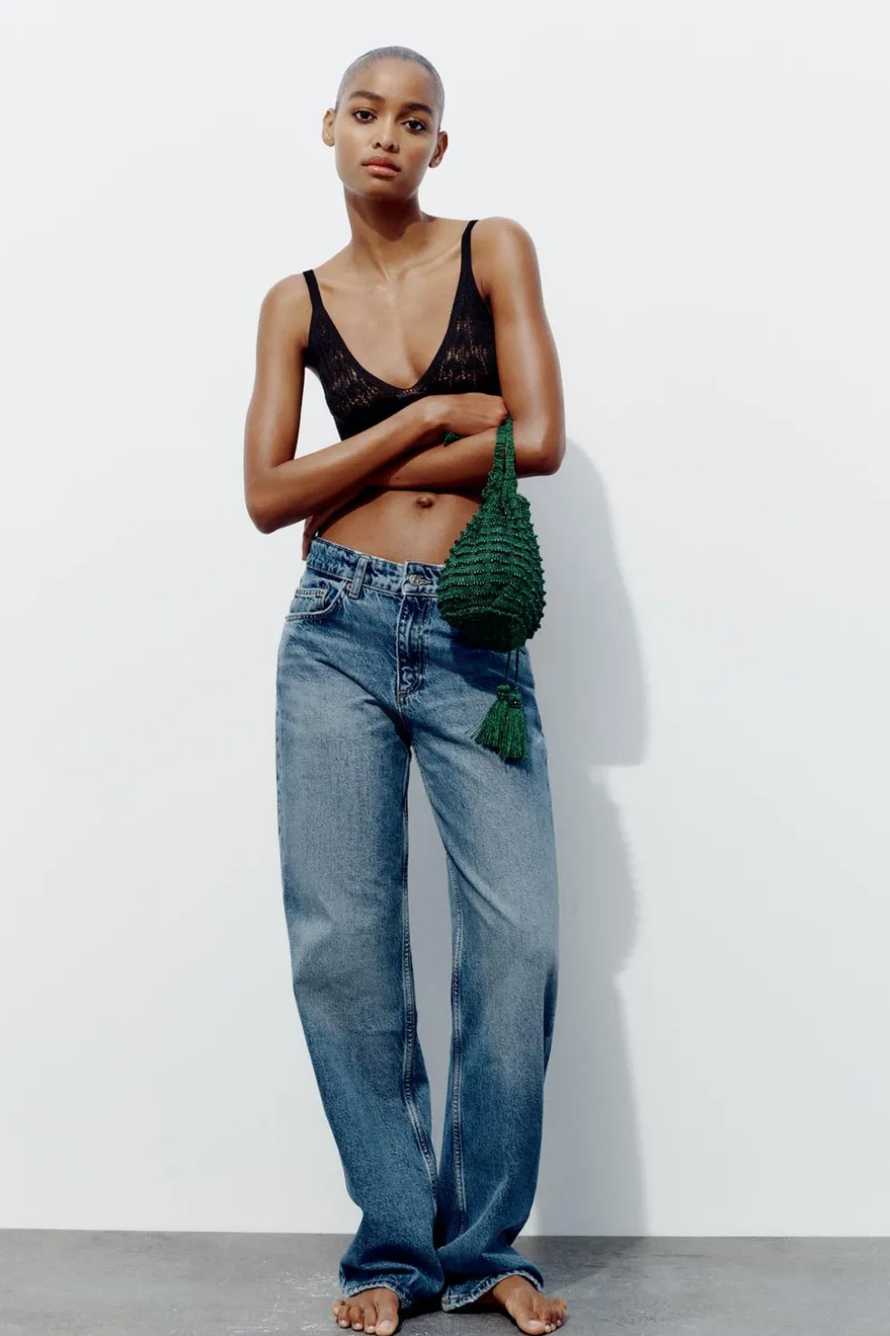 ZARA Malas^MINI SHOULDER BAG COM BEADING Verde
