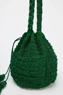 ZARA Malas^MINI SHOULDER BAG COM BEADING Verde