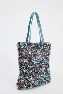 ZARA Malas^MINI SHOULDER BAG COM BEADING Azul