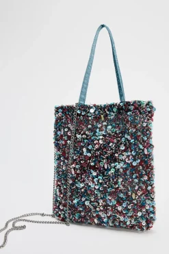 ZARA Malas^MINI SHOULDER BAG COM BEADING Azul