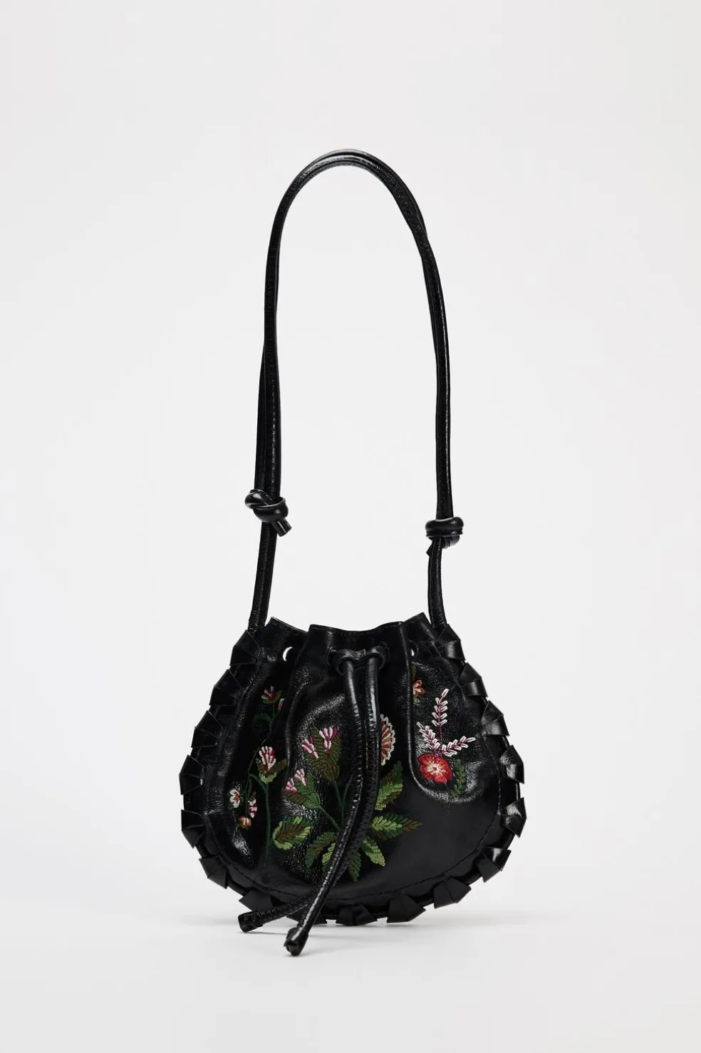 ZARA Malas^MINI SHOULDER BAG COWBOY EM PELE Preto