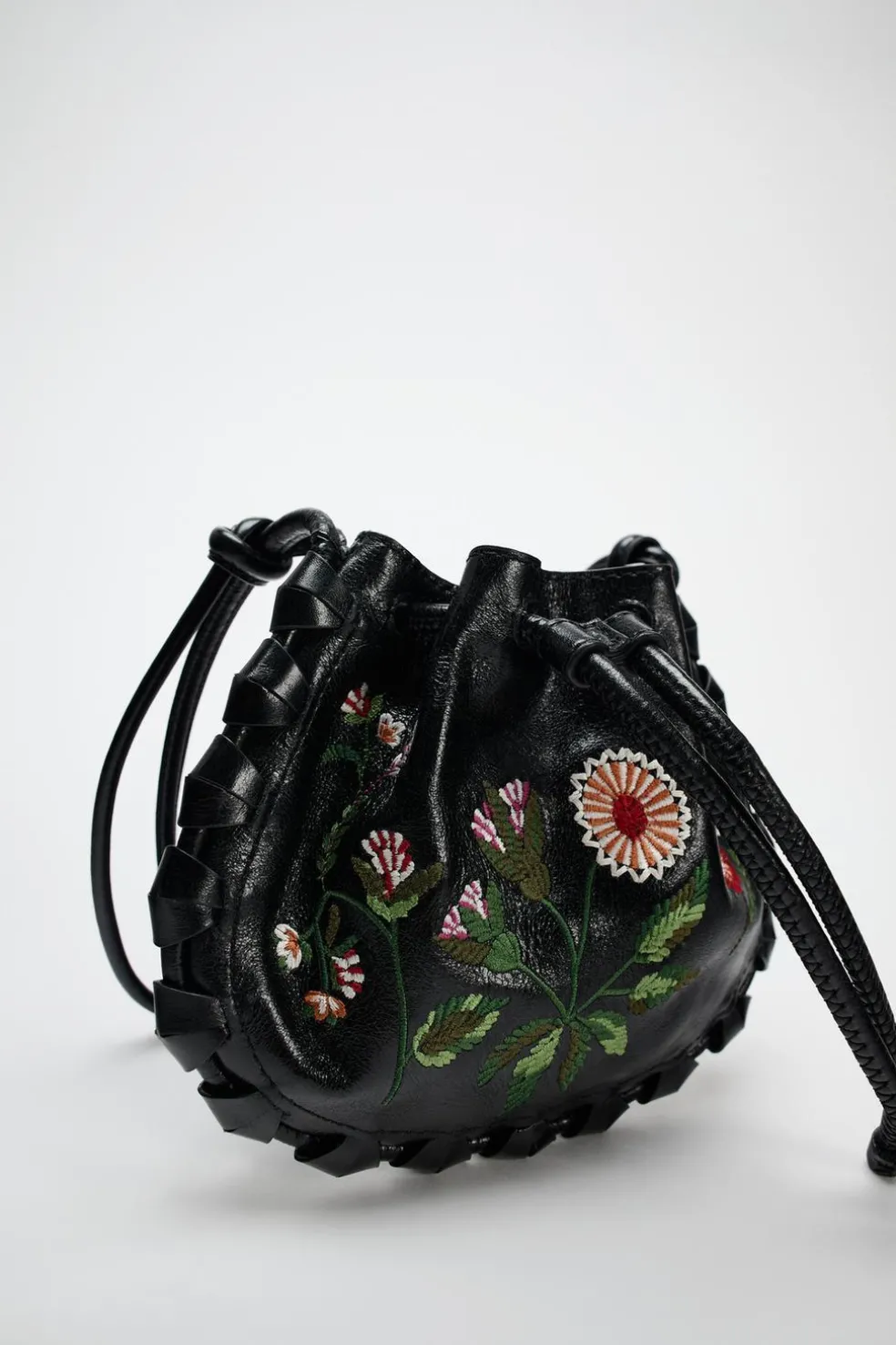 ZARA Malas^MINI SHOULDER BAG COWBOY EM PELE Preto