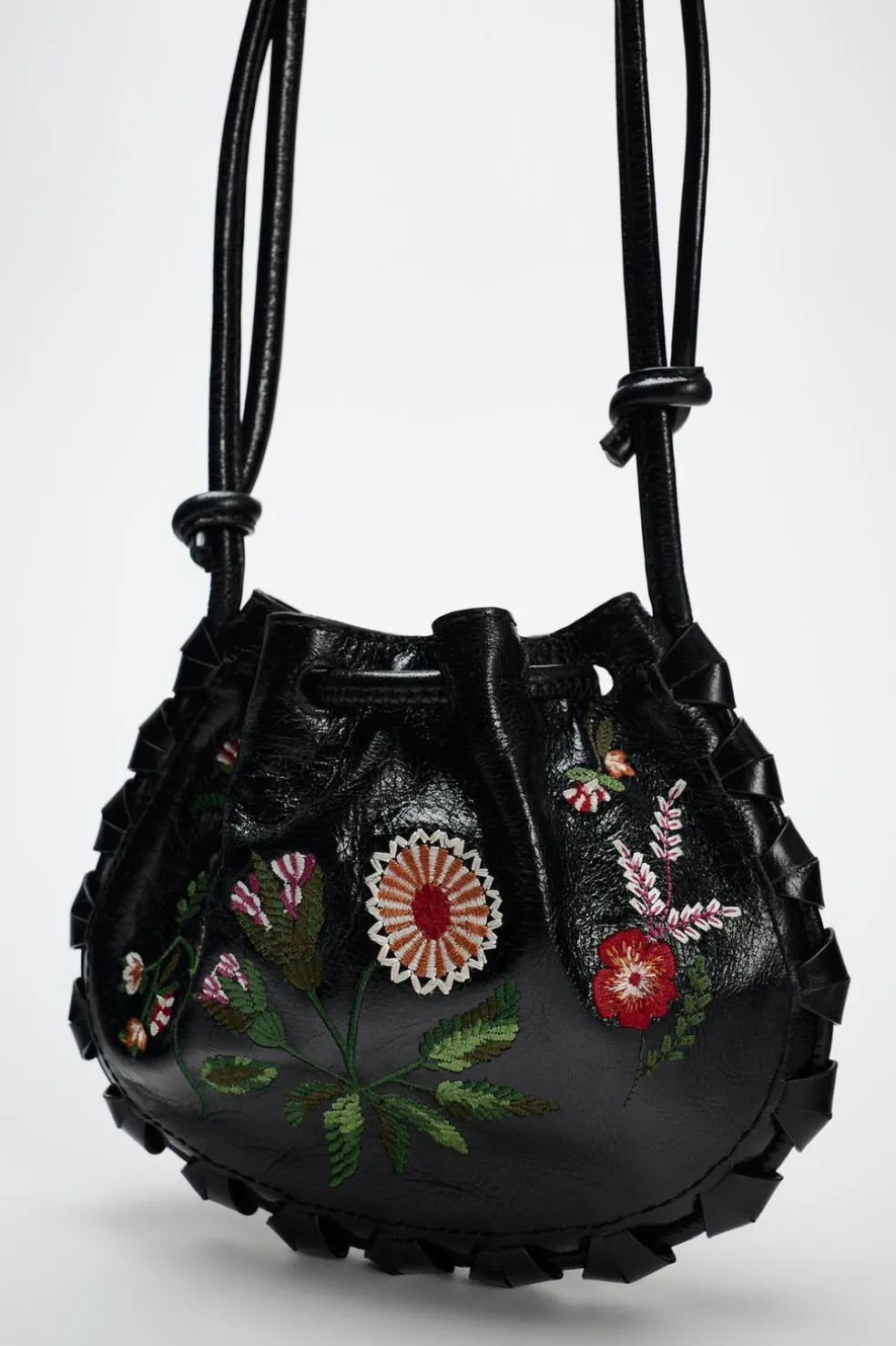 ZARA Malas^MINI SHOULDER BAG COWBOY EM PELE Preto