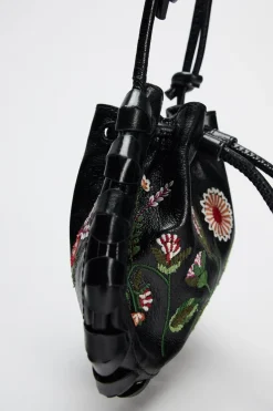 ZARA Malas^MINI SHOULDER BAG COWBOY EM PELE Preto