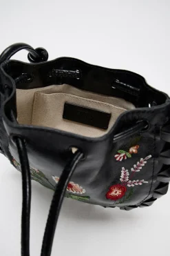 ZARA Malas^MINI SHOULDER BAG COWBOY EM PELE Preto