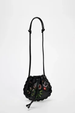 ZARA Malas^MINI SHOULDER BAG COWBOY EM PELE Preto
