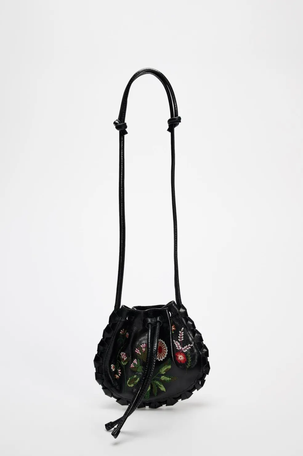 ZARA Malas^MINI SHOULDER BAG COWBOY EM PELE Preto