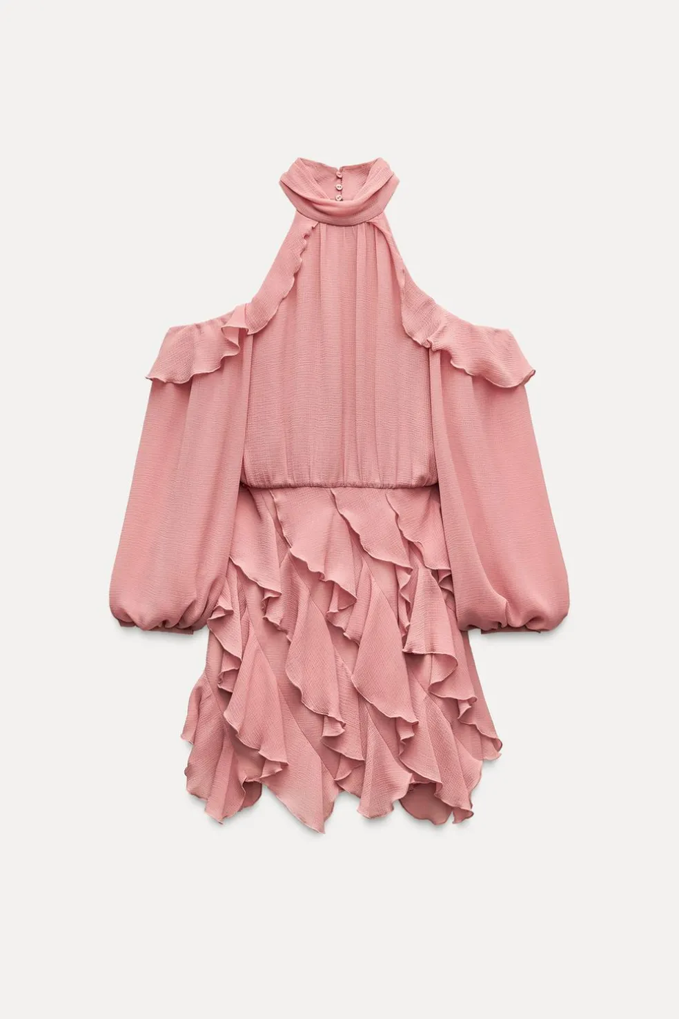 ZARA Vestidos^MINIVESTIDO COM FOLHOS MARSALA