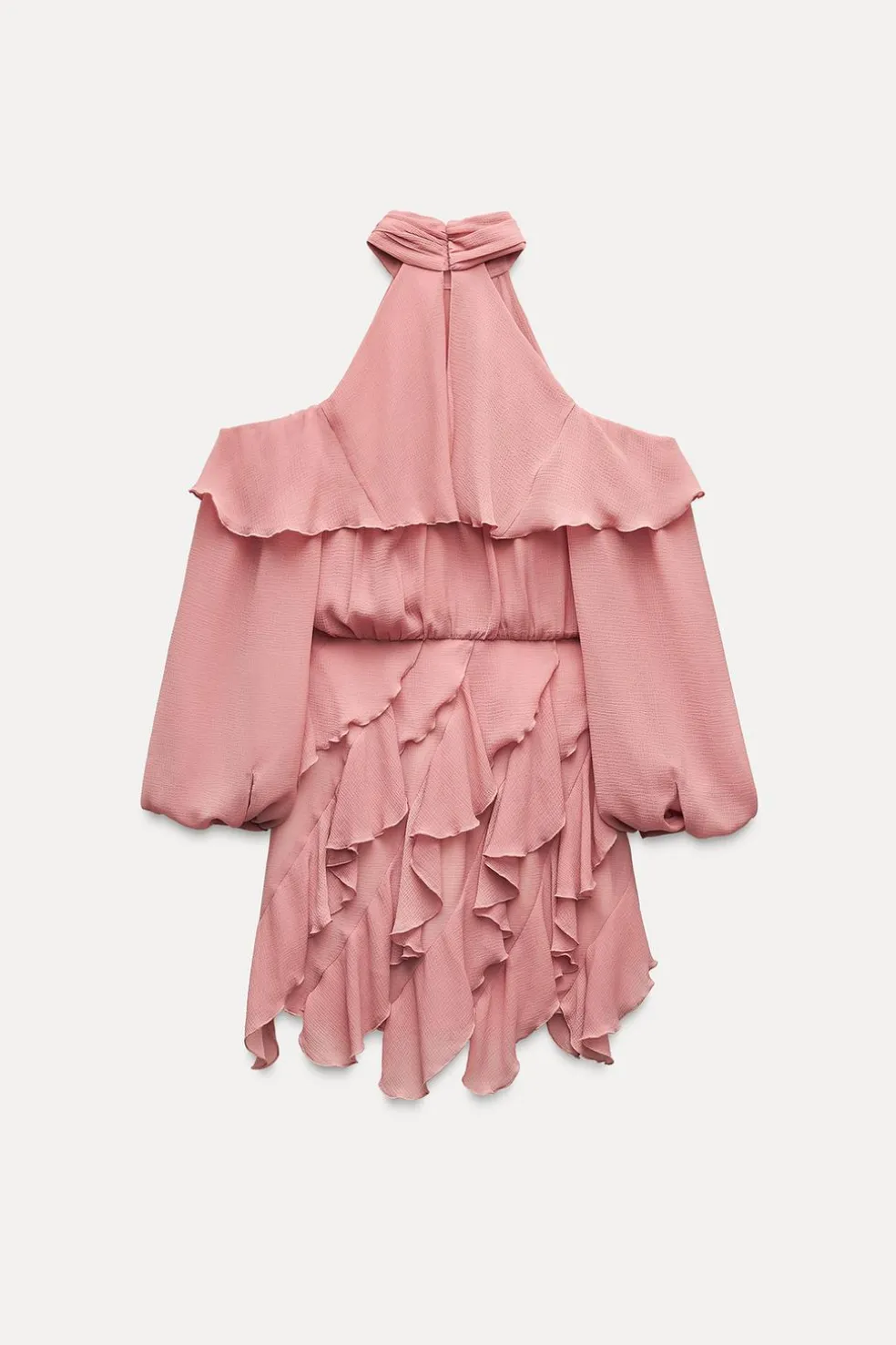 ZARA Vestidos^MINIVESTIDO COM FOLHOS MARSALA