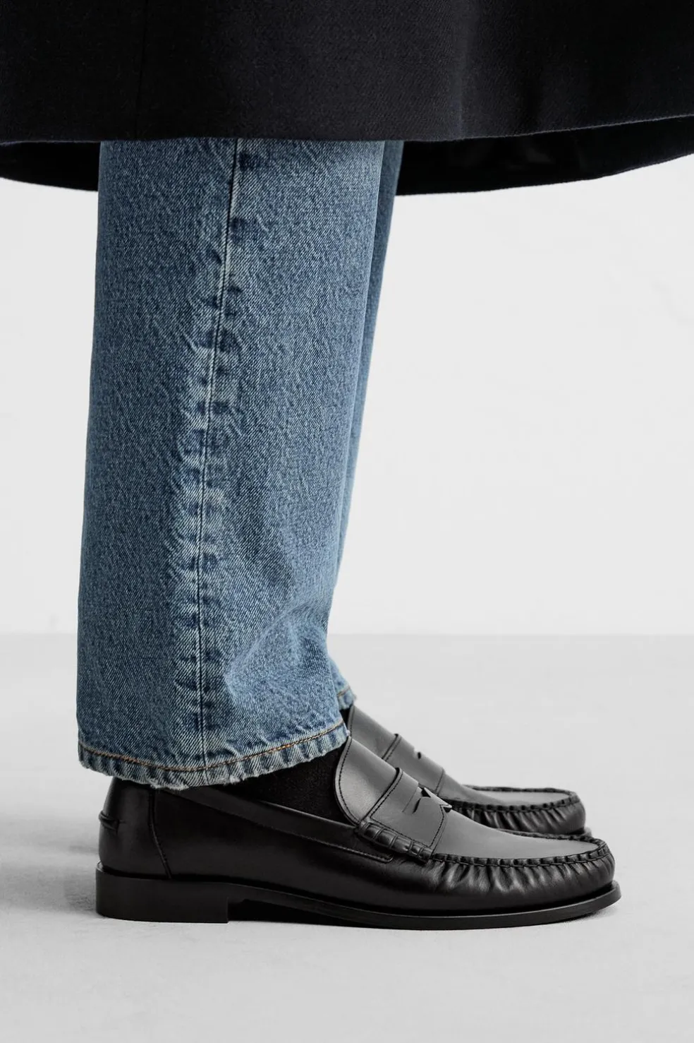 ZARA Pele|Sapatos^MOCASSIM PELE MÁSCARA Preto