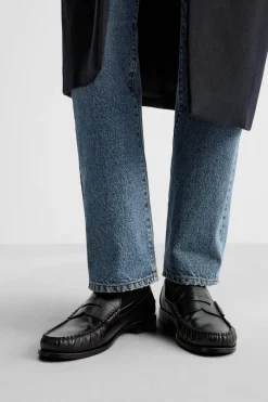 ZARA Pele|Sapatos^MOCASSIM PELE MÁSCARA Preto