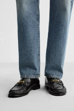 ZARA Pele|Sapatos^MOCASSINS EM PELE COM APLIQUE Preto