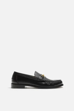 ZARA Pele|Sapatos^MOCASSINS EM PELE COM APLIQUE Preto