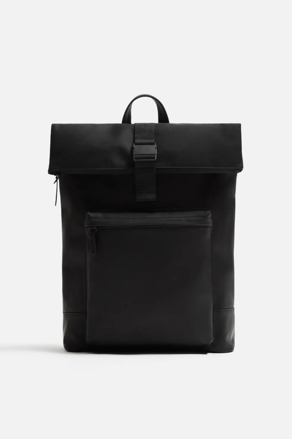 ZARA Vestuário De Inverno|Malas / Mochilas^Mochila Efeito De Caucho Aba Preto