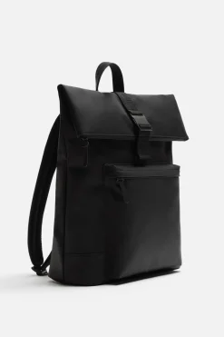 ZARA Vestuário De Inverno|Malas / Mochilas^Mochila Efeito De Caucho Aba Preto