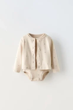 PACK DE BODY E CASAQUINHO ESTAMPADO-ZARA Outlet