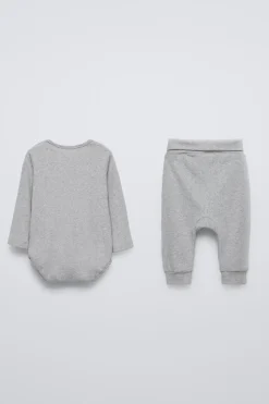 PACK DE BODY E LEGGINGS COM NERVURAS-ZARA Fashion