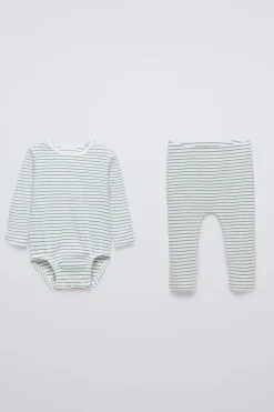 PACK DE BODY E LEGGINGS ÀS RISCAS RIB-ZARA Clearance