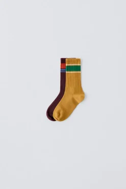 PACK DE DOIS PARES DE MEIAS ÀS RISCAS-ZARA New