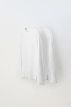 PACK DE DUAS T-SHIRTS LISAS DE MANGA COMPRIDA-ZARA Fashion