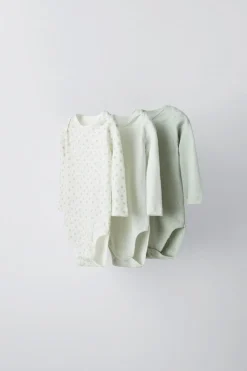 PACK DE TRÊS BODIES DE MANGA COMPRIDA ESTAMPADOS-ZARA Cheap