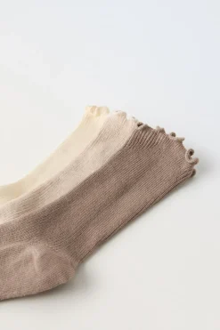 PACK DE TRÊS PARES DE MEIAS COM ONDAS-ZARA Fashion
